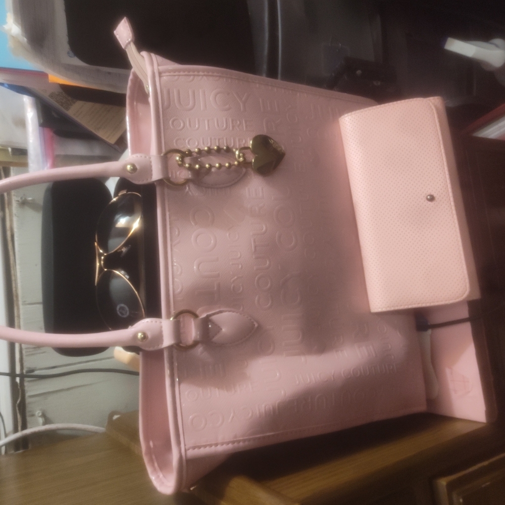 Juicy Couture Pink Structured Tote Bag with Gold Charm
